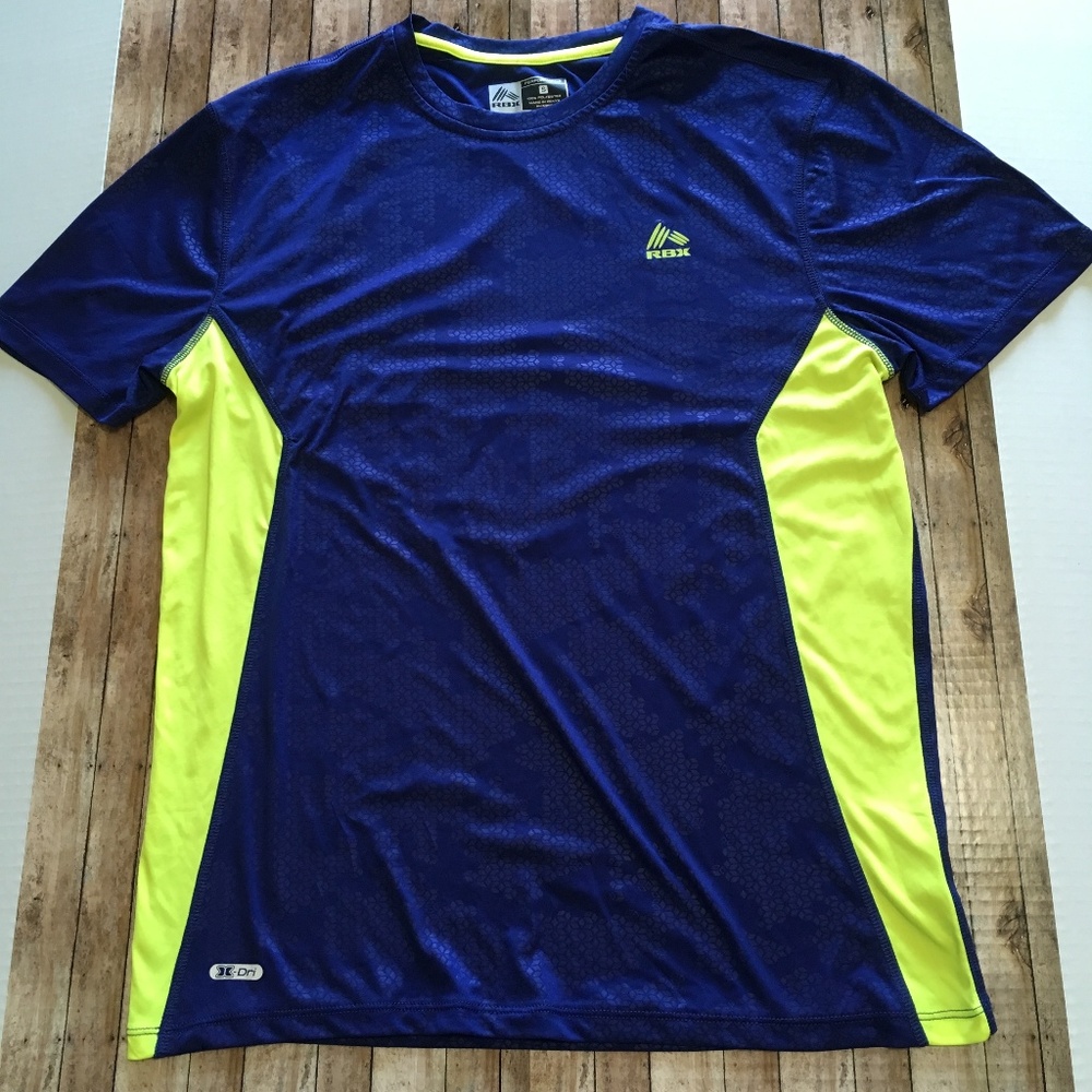 RBX Performance blue neon yellow workout shirt sm